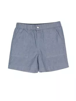 Moncler Enfant шорты с нашивкой-логотипом, синий