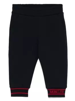 Moncler Enfant спортивные брюки с жаккардовым логотипом, синий