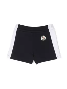 Moncler Enfant спортивные шорты с нашивкой-логотипом, синий