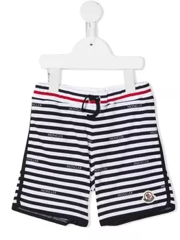 Moncler Enfant спортивные шорты в полоску, белый