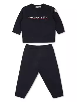 Moncler Enfant спортивный костюм из хлопка с логотипом, синий