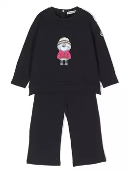 Moncler Enfant спортивный костюм с графичным принтом, синий
