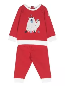 Moncler Enfant спортивный костюм с графичным принтом, красный