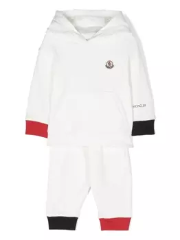 Moncler Enfant спортивный костюм с капюшоном и логотипом, белый
