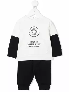 Moncler Enfant спортивный костюм с логотипом, белый