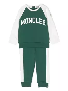 Moncler Enfant спортивный костюм с логотипом, зеленый