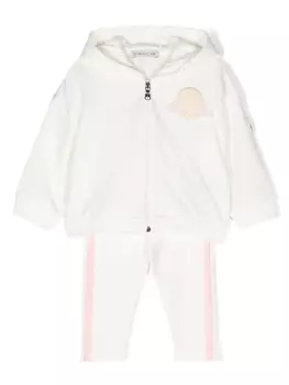 Moncler Enfant спортивный костюм с нашивкой-логотипом, белый
