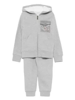 Moncler Enfant спортивный костюм с нашивкой-логотипом, серый