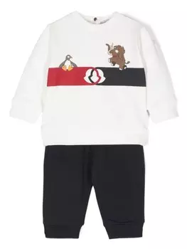 Moncler Enfant спортивный костюм с нашивкой-логотипом, белый