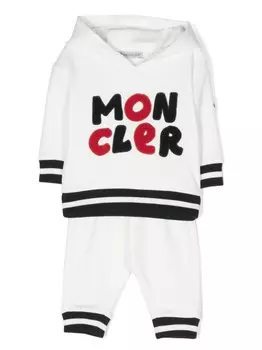 Moncler Enfant спортивный костюм с вышитым логотипом, белый