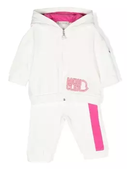 Moncler Enfant спортивный костюм с вышитым логотипом, белый