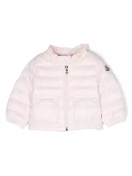 Moncler Enfant стеганая куртка Lans с нашивкой-логотипом, розовый