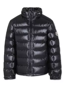 Moncler Enfant стеганая куртка с подкладкой, черный