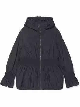 Moncler Enfant стеганое пальто с капюшоном, синий