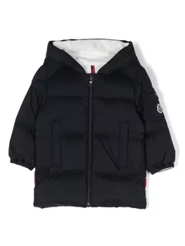 Moncler Enfant стеганый пуховик с капюшоном, синий