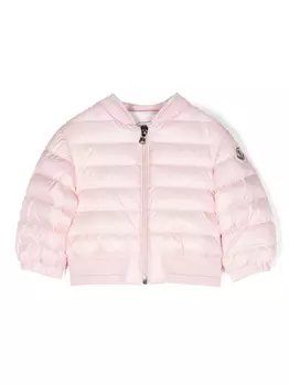 Moncler Enfant стеганый пуховик Ter с нашивкой-логотипом, розовый