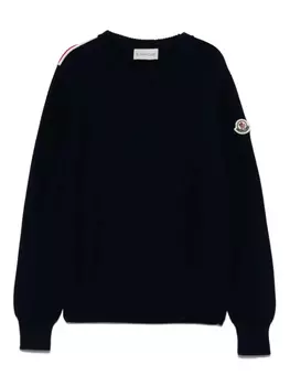 Moncler Enfant свитер с нашивкой-логотипом, синий