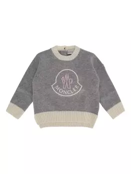 Moncler Enfant свитер с вышитым логотипом, серый
