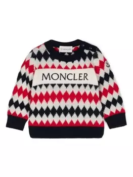 Moncler Enfant свитер с вышитым логотипом, синий