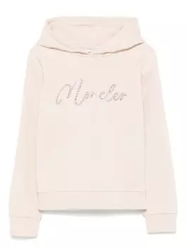 Moncler Enfant толстовка с капюшоном и логотипом из страз, нейтральный цвет