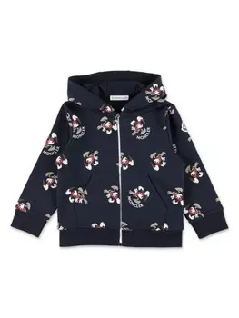 Moncler Enfant толстовка с капюшоном и принтом логотипа по всей поверхности, синий