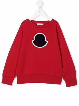 Moncler Enfant толстовка с нашивкой-логотипом, красный