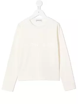 Moncler Enfant толстовка с нашивкой-логотипом, нейтральный цвет
