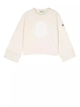 Moncler Enfant толстовка с нашивкой-логотипом, нейтральный цвет