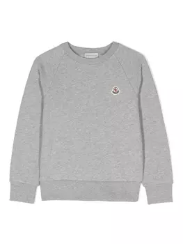 Moncler Enfant толстовка с вышитым логотипом, серый