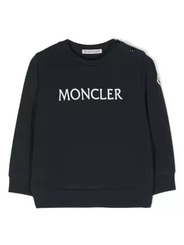Moncler Enfant толстовка с вышитым логотипом, синий