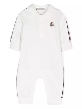 Moncler Enfant трехцветный комбинезон, белый