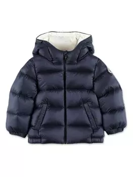 Moncler Enfant утепленная куртка с нашивкой-логотипом Macaire, синий