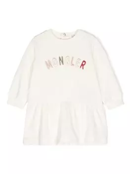 Moncler Enfant вышитое платье, белый