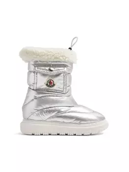 Moncler Enfant зимние сапоги с нашивкой-логотипом, серебристый