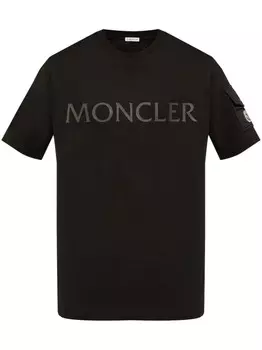 Moncler футболка из хлопка с логотипом, черный