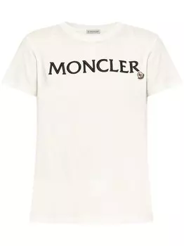 Moncler футболка из хлопка с вышитым логотипом, белый