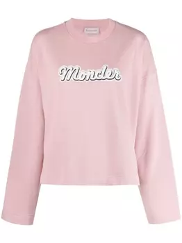 Moncler футболка с длинными рукавами и логотипом, розовый