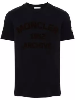 Moncler футболка с фактурным логотипом, синий