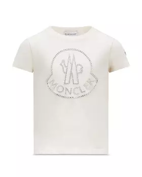 Moncler Футболка с короткими рукавами для девочек – Big Kid, слоновая кость/кремовый