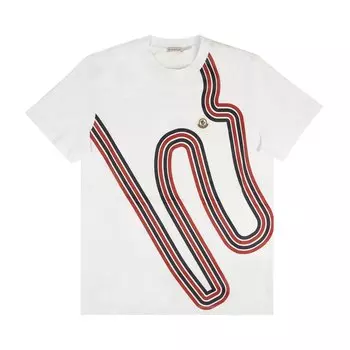 Moncler Футболка с короткими рукавами и принтом Белый/Красный