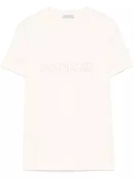 Moncler футболка с кристаллическим логотипом, нейтральный цвет
