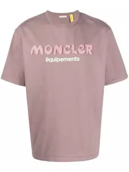Moncler футболка с логотипом из коллаборации с Salehe Bembury, розовый