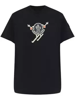 Moncler футболка с логотипом лыжного спорта, черный