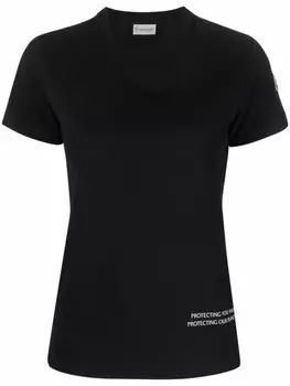 Moncler футболка с надписью, черный