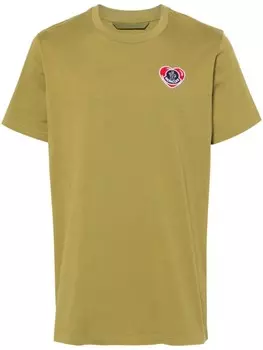 Moncler футболка с нашивкой-логотипом Heart, зеленый