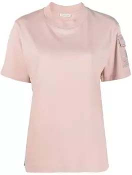 Moncler футболка с нашивкой-логотипом, розовый