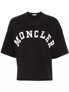 Moncler футболка с нашивкой-логотипом, синий