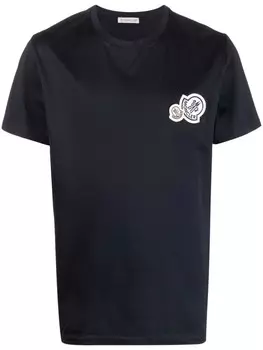 Moncler футболка с нашивкой-логотипом, синий
