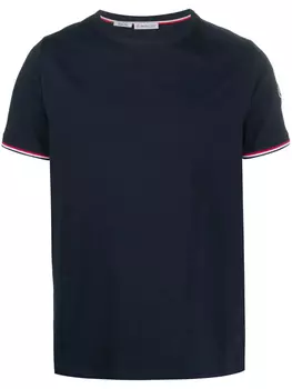 Moncler футболка с отделкой в полоску, синий