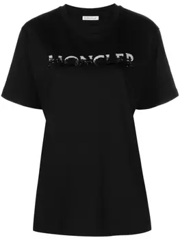 Moncler футболка с пайетками, черный